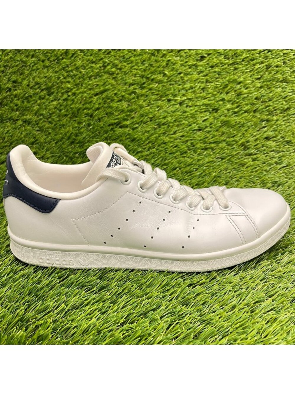 Adidas Stan Smith Womens Size 7 White Blue Athletic Leather Shoes Sneakers
